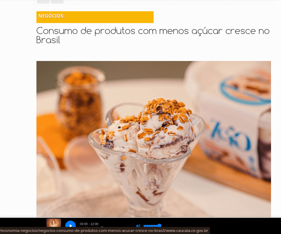 Notícia sobre tendência de consumo saudável